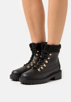 Anna Field WINTER BOOT - Botki Sznurowane - Black